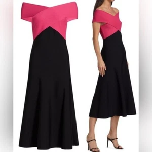 Carolina Herrera Colorblock Knit Midi Dress - Picture 1 of 11
