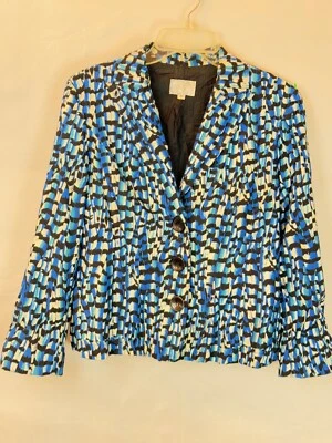 Chaqueta Alberto Makali Vintage Años 90 Talla 6 Negro Azul Blanco Botón Arruga Estilo Foto 1 de 4