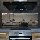 Glass Kitchen Splashback Tile Stove Panel Yachts and Boats on Sea 125x50