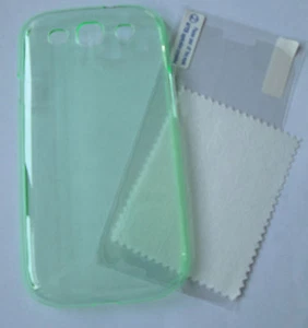 Samsung Galaxy S3 Transparent-Green Tint-Thin Hard Case Cover free screen guard - Picture 1 of 2