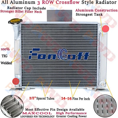 3 Row Aluminum Radiator For 1983-1994 Ford Ranger Compact Truck V8 CONVERSION - Image 1 of 4