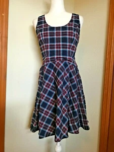 Donna Morgan marineblau rot kariert Fit Flare Kleid Gr. 6 Small S Nordstrom - Bild 1 von 6