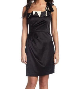 Max & Cleo Women's Pleated Neck One-Shoulder Cocktail Dress, Black, 2 US - Picture 1 of 5