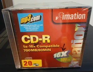 Imation Black CD-R 20 Pack Discs W/Case 700 MB / 80 Min / 1x-16 Blank Sealed NEW - Picture 1 of 3