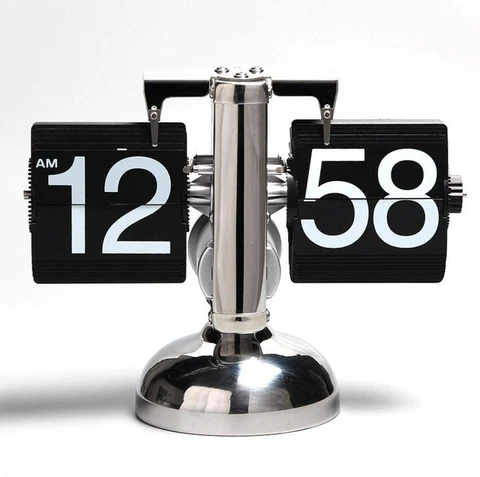 Table Clock Retro Patter Stylish Feng Shui Black White Interior Desk Flip Japan Cover