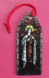 Neu Buntglas Kirche Bild Holz Nelson St. Therese Blume Weihnachtsschmuck - Bild 1 von 3
