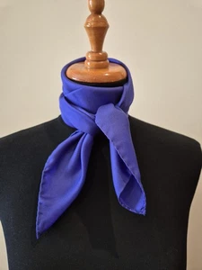 SERICUS 70cm BNIP Silk Square Scarf Ribbed Plain Violet Purple Made In Italy - Picture 1 of 16