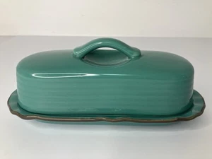 Chantal Butter Dish with Cover Stoneware Ceramic Dark Cyan Green - Picture 1 of 10