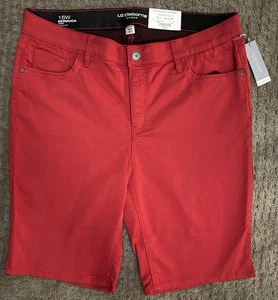 *NWT* Liz Claiborne Stretch Flexi-fit Bermuda Shorts - Red Sz 16-18 Tummy Panel - Picture 1 of 14