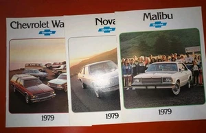 Lot of 3 Vintage Dealer Brochures 1979 Chevrolet Chevy Malibu, Nova, Wagons - Picture 1 of 10