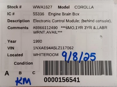 Used Engine Control Module fits: 1990 Toyota Corolla Electronic Control Module B Foto 1 de 4
