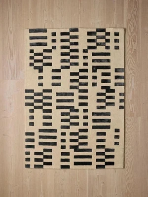 Hand Tufted Rug Raya Black Hand Made Wool Carpets For Bedroom Aesthetic 8x10|6x9 - Image 1 of 4