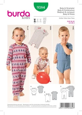 Burda Style Baby Romper Sewing Pattern for Adorable Outfits B9384 - Image 1 of 2