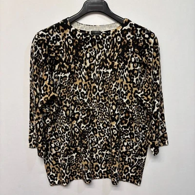 Talbots Women 100% Merino Wool Sweater  Size 2X Animal Print C063 -18 - Image 1 of 4