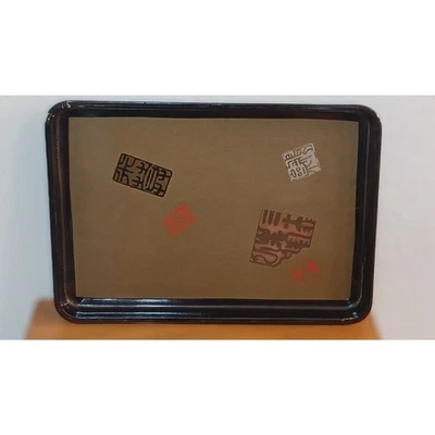 复古 1920 年代日本漆器乌寿司漆浮雕金色口音茶盘 — 第 1/4 张图片