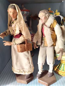DUE STATUINE DEL PRESEPE SETTECENTESCO NAPOLETANO H=38 cm. - Foto 1 di 4