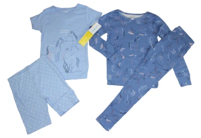 Conjunto de 4 Pantalones Cortos Pijama Carter's Azul Unicornio Niñas Talla 5 6 7 8 Nuevo con Etiquetas Foto 1 de 4
