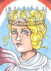 Reina Princesa Corona Fantasía Medieval Corazón Tinta Dibujo - Impresión ACEO 3 de 10 - Imagen 1 de 1