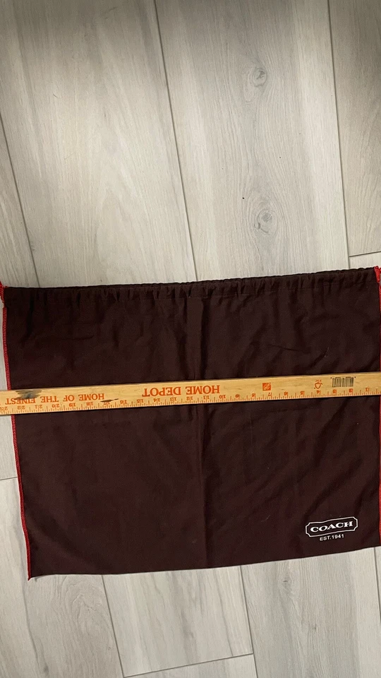 Funda protectora para bolsa antipolvo COACH marrón almacenamiento borde rojo cordón 23 X 19 Foto 1 de 4