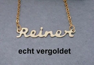 EDLE HALSKETTE REINER KETTE ECHT VERGOLDET NAMEN NAMENSCOLLIER NAMENSKETTE NEU - Picture 1 of 1