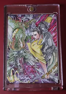 2022 Shen Hua 1/1 Hand-Drawn Sketch Card Warrior vs Dragon by Yinshan - Picture 1 of 4