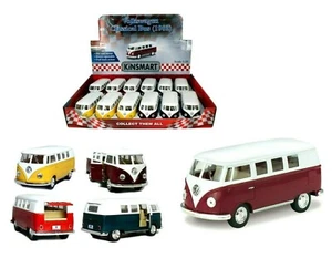 VOLKSWAGEN VW SAMBA Camper Van 1:32 Scale Opening Doors Pullback Go Toy Bus NEW+ - Picture 1 of 7