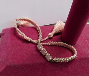 Pink Quartz Knitted Adjustable Bracelet - Picture 1 of 3