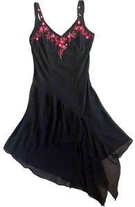 Y2K Slip Midi Dress sz 12 Beaded Fishtail Fairy Grunge Whimsigoth Embroidered - Picture 1 of 19