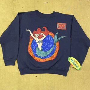 Vintage 90s Kids Little Mermaid Sweatshirt Disney Youth Size Medium 10 12 - Picture 1 of 9
