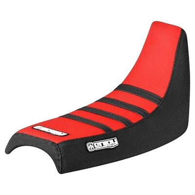 Cubierta de asiento con pinza de tracción alta Yamaha PW 50 NEGRA/ROJA/NEGRA costillas #91 Foto 1 de 4