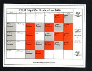 Front Royal Cardinals--Horario 2010--Valley Baseball League - Imagen 1 de 1