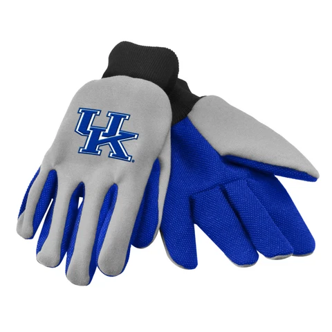 NCAA Kentucky Wildcats Colored Palm Utility Gloves Gray w/ Royal Palm by FOCO Cover