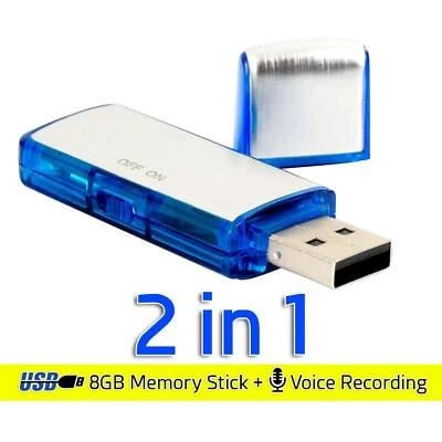  Digital Dictaphone & USB Mini Flash Drive  8GB Voice Recorder Recording Device - Image 1 of 4