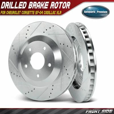 Front Left & Right Side Drilled Brake Rotor for Chevrolet Corvette Cadillac XLR - Image 1 of 4