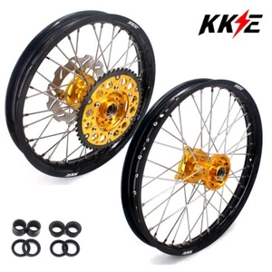 KKE 21/19'' Wheels Rim Fit Suzuki RMZ450 2018-2024 RMZ250 2019-2024 CNC Gold Hub - Picture 1 of 11