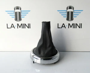 Original gebrauchte Mini Schwarz Leder & Chrom Surround Gear Gamasche für R50 R52 R53 #Q - Bild 1 von 3