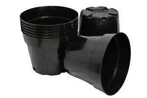Set of 100 - 6 inch HARD SIDED BLACK ROUND NURSERY POTS azalea plastic flower - Picture 1 of 5