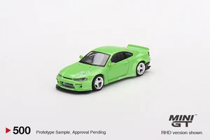 Mini GT 1:64 Die-cast Car - #500 Nissan Silvia (S15) Rocket Bunny Green RHD - Picture 1 of 3