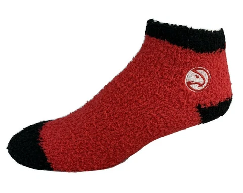 Atlanta Hawks Basketball Red and Black Soft Fuzzy Ankle Socks Cover