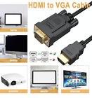 6FT/10FT HDMI to VGA Cable Converter Adapter For PC Monitor HDTV Video 1080P US