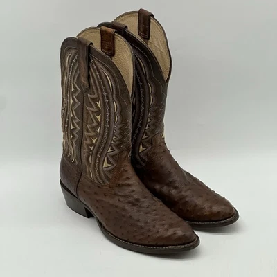 Botas de caubói masculinas Durango premium exóticas couro avestruz pena completa tamanho 11M - Imagem 1 de 4