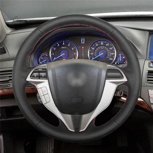 Black Artificial Leather Steering Wheel Cover for Honda Accord 8 Coupe 2008-2012 - Picture 1 of 12