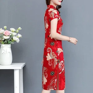 Female Girl Waman Long Dress Daily Chinese Qipao M-5XL Satin Chinese Style - Picture 1 of 16