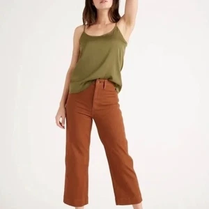 Quince Organic Stretch Cotton Twill Wide-Leg Crop Pants 26 - Picture 1 of 2