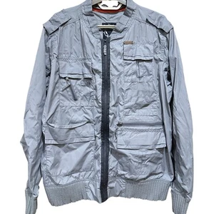 Marc Ecko Cut Sew Mens Jacket Large Gray Zip Pockets Windbreaker Lightweight - Picture 1 of 7