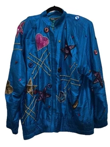 80’s J A RESORT BEADED SEQUINED BUNT ZIP BOMBER JACKET SIZE LARGE 100% Silk - Bild 1 von 19