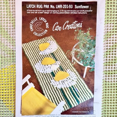 Kit de alfombra de gancho con cierre de margarita Caro Creations 1979 vintage n.º LWR-201-93 27x64 sin usar Foto 1 de 4