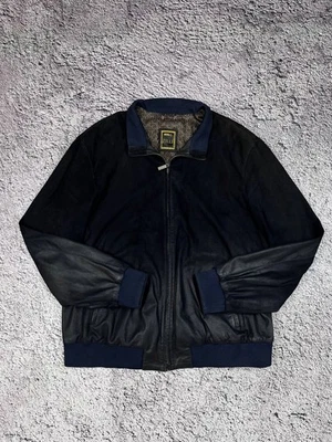 Chaqueta Bomber ZILLI Gamuza y Cuero Forro con Logotipo de Seda Lujo Italiano Hombres Talla 64 Foto 1 de 4