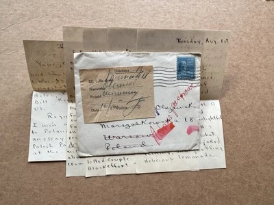 US WWII Prexy Cover to Poland +Return-To-Sender  +1-Month-Pre WWII Start +Letter - Image 1 of 2