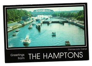 Shinnecock Kanal Hamptons Vintage Postkarte Bucht Boote Tourismus Urlaub Wasserstraße - Bild 1 von 2